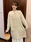 Lace Collar Knitted Long Cardigan