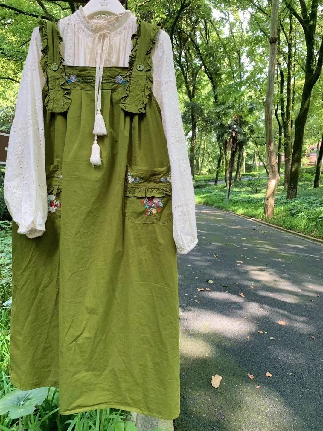 embroidered overall dress Denim embroidered overalls-NEW – JanieLanie