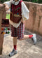 Cute Embroidered Pockets 1/2 Plaid Pants