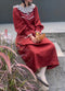 Lotus Leaf Collar Embroidered Linen Dress