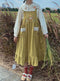Super Cute Embroidered Drawstring Corduroy Pinafore Dress