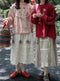 Linen Floral Embroidered Lace Trim Shirt