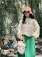 Linen Floral Embroidered Lace Trim Shirt