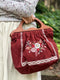 Embroidered Wooden Handle Bag