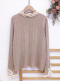 Lace Collar Wool Blend Knitted Shirt