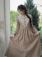 Lace Collar Linen Period Dress