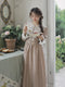 Lace Collar Linen Period Dress