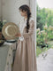 Lace Collar Linen Period Dress