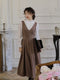 Vintagecore Frilled Blouse + V Neck Overall Dress