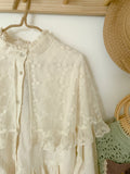 Embroidered Lace Cape Cotton Blouse
