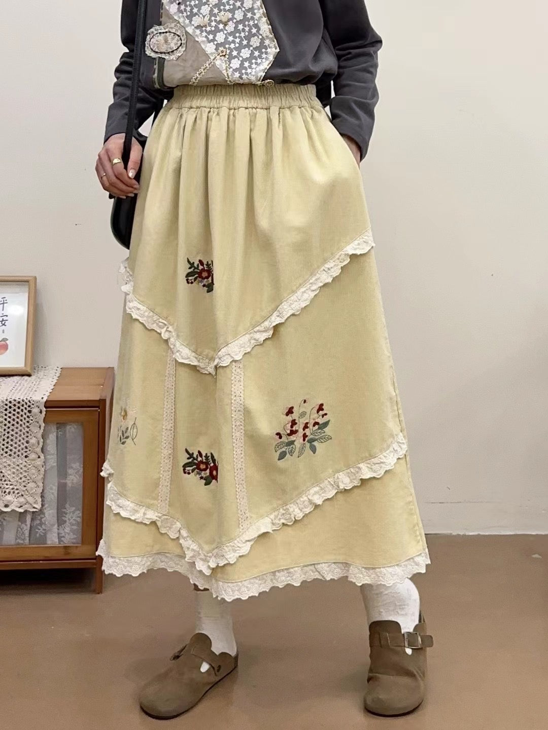 Embroidered Corduroy Skirt– The Cottagecore