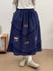 Embroidered Corduroy Skirt