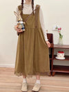 Lace Hem Corduroy Pinafore Dress