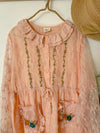Organza Embroidered Drawstring Dress
