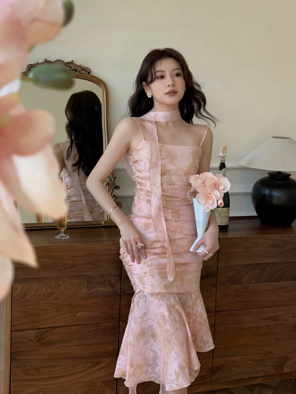 Romantic Floral Slip Dress+ Lace Top main image 1