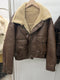 Vintage Synthetic Leather Fleece Lined Jacket