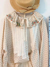 Cute Linen Dot Embroidered Blouse