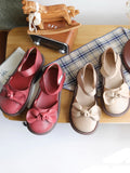 Cute Bow Knot Hook & Loop Leather Shoes