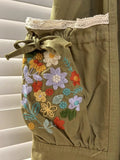 Cute Embroidered Pockets 1/2 Pants