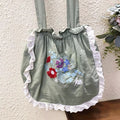 Lace Frilled Embroidered Shoulder Bag