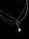 Layered Mesh Pearl Pendant Necklace