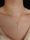 Layered Mesh Pearl Pendant Necklace