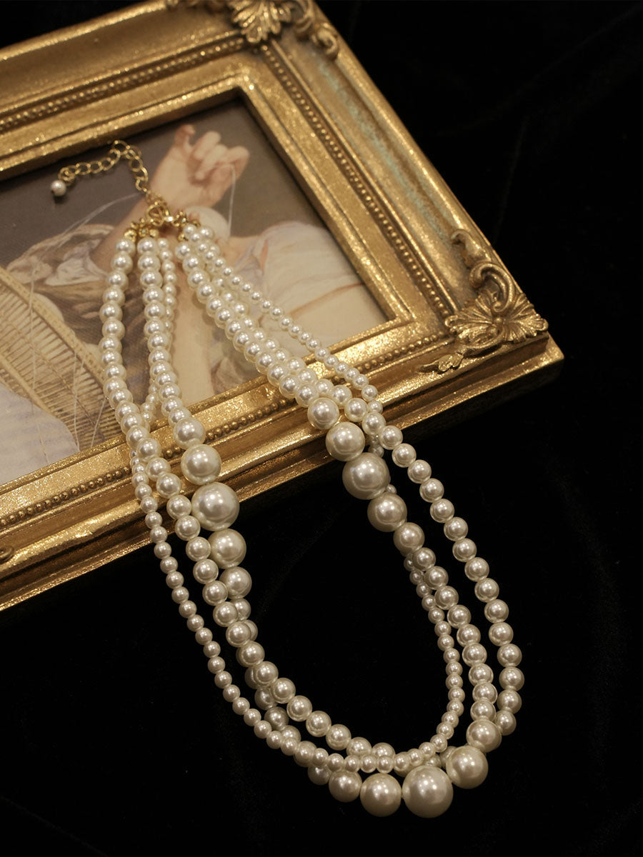 Medieval Multiple Strands Pearl Necklace The Cottagecore