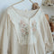 1/2 Sleeve Embroidered Linen Top