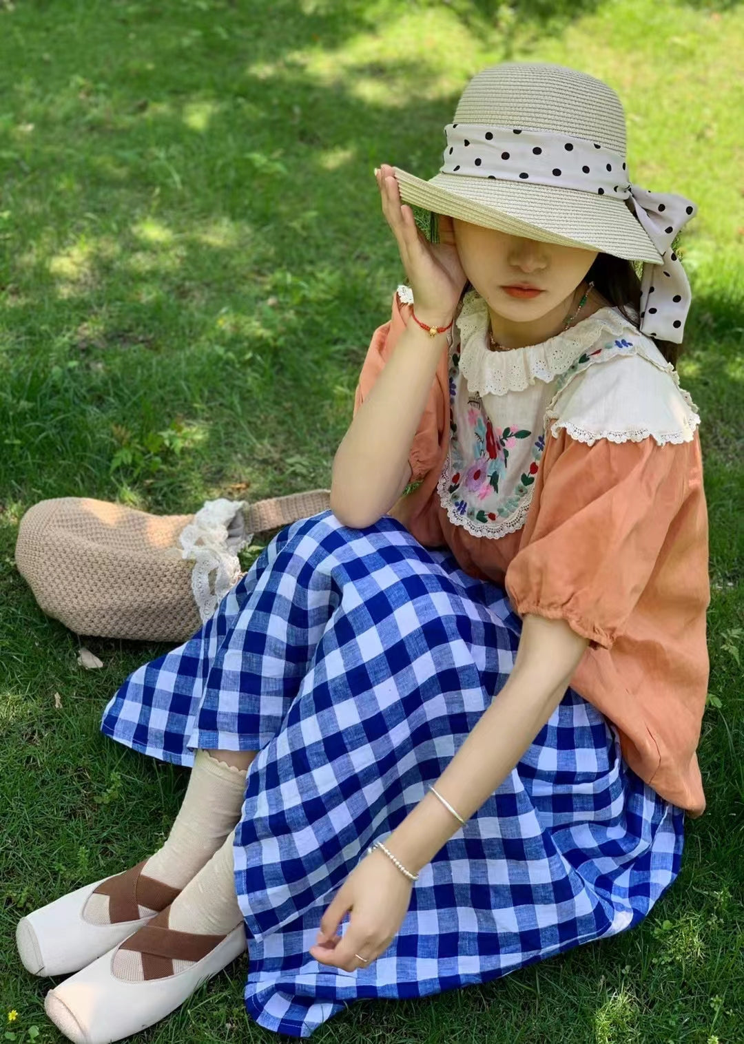 Women Summer Vintage Pure Color 100 Ramie Skirt