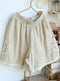 Embroidered Lace Hem Linen Shorts