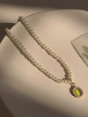 Olivine Cymophane Pearl Necklace