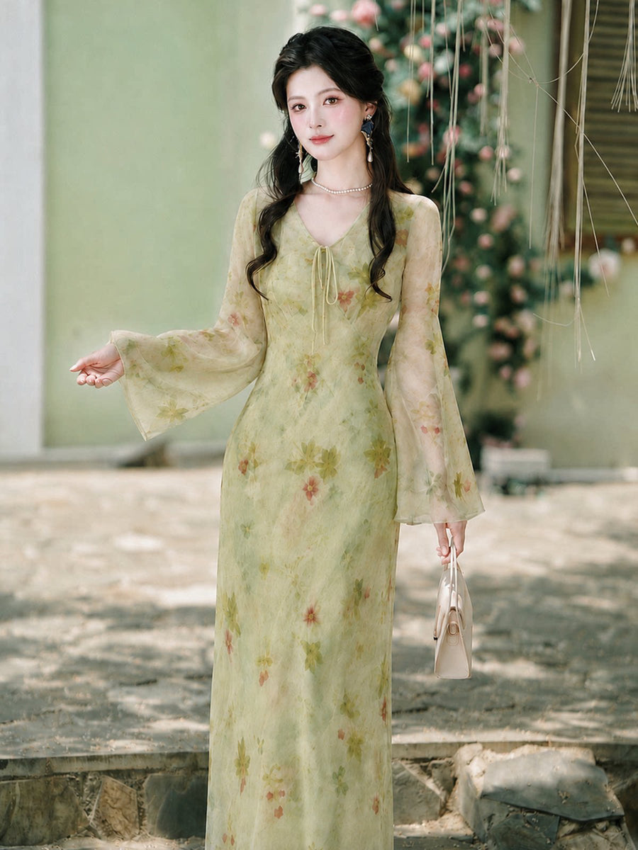 french cottagecore dress Floral V-Neck Dress– The Milkmaid dress Size:3 Youth Shipping: Eligible Intl Artemis Blue Sequins Halter showcasing charming village scenes