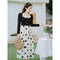 Black White Knit Top + Polka Dot Skirt 2pcs Set