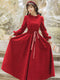 Vintage A-line Waist Long Sleeve Dress