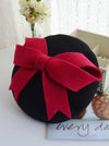 Large Bow Wool Blended Beret Hat