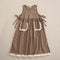 Cute Pocket Slit Apron Dress