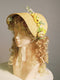 Retro Lace Up Floral Straw Bonnet Hat