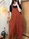 Solid Color Washed Linen Overalls