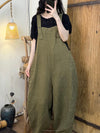 Solid Color Washed Linen Overalls