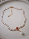 Red Zircon Pearl Necklace