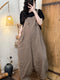 Solid Color Washed Linen Overalls