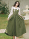 Vintage Academia Blouse + Overall Dress 2pcs Set