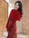 Vintage Caped Knit Top + Plaid Long Skirt 2pcs Set (Belt Included)