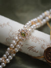 Double Strand Pearl Olivine CZ Diamond Bracelet