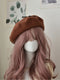 Ribbon Bow Wool Blended Beret Hat