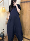 Solid Color Washed Linen Overalls