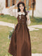 Vintage Academia Blouse + Overall Dress 2pcs Set