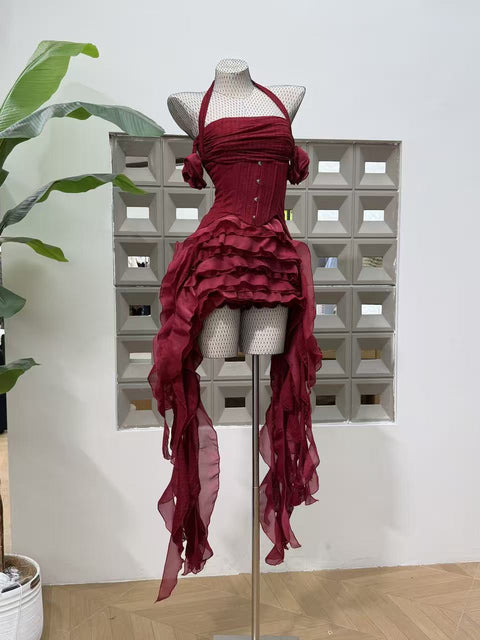 Strapless Dress With Ribbon Ties（Pair With Matching-Colored Leggings） - The Cottagecore