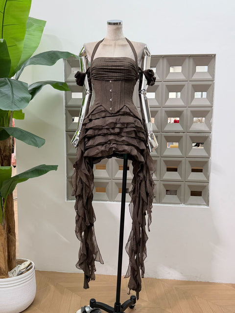 Strapless Dress With Ribbon Ties（Pair With Matching-Colored Leggings） - The Cottagecore