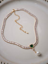 Emerald Zircon Pearl Necklace